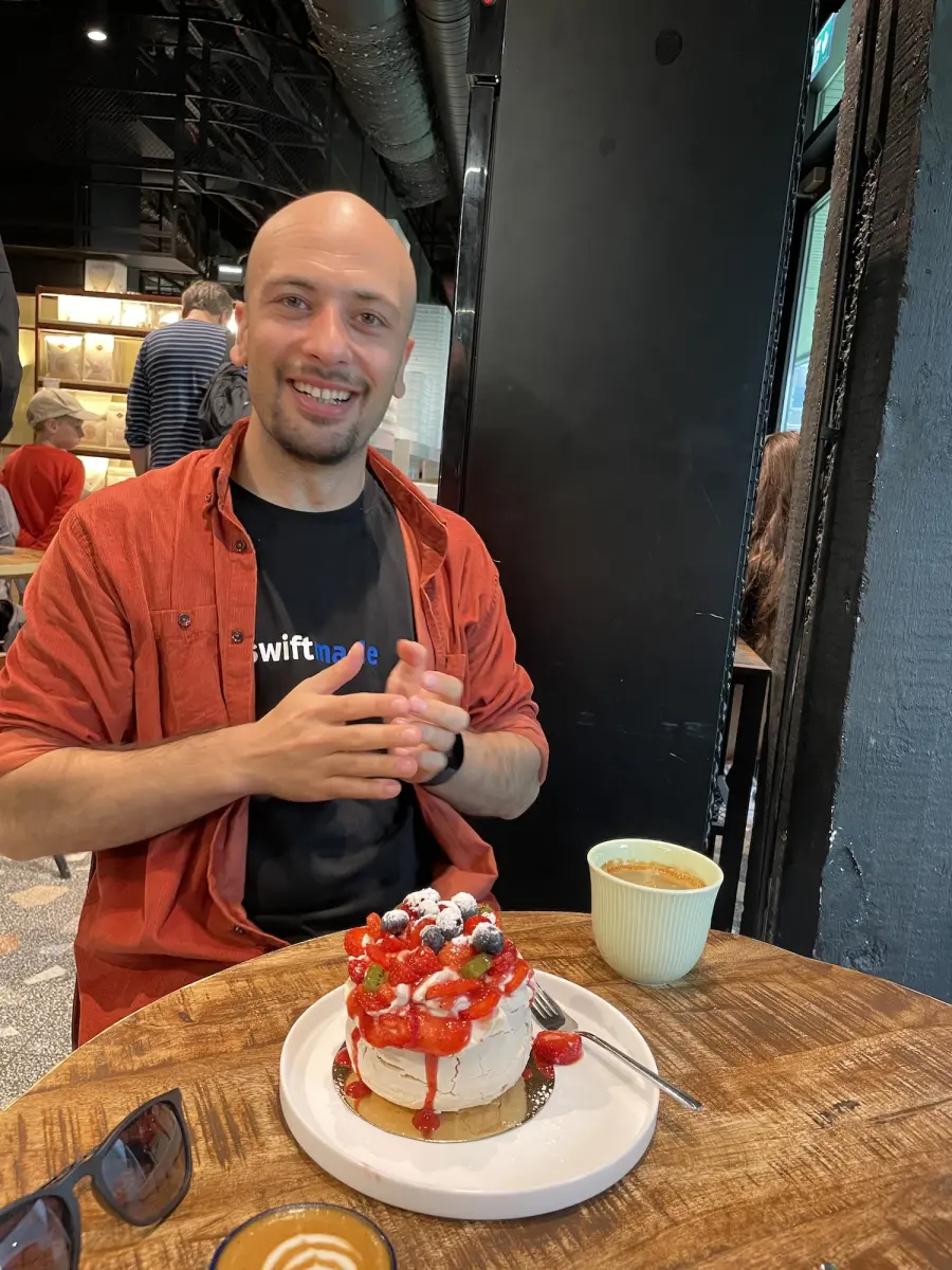 Team enjoying Pavlova together in Tallinn