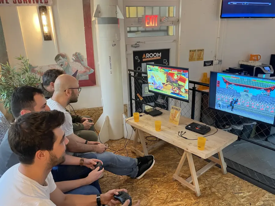 Team cools down after the escape room adventure in Budapest